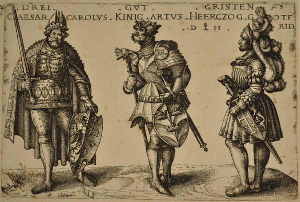 Hopfer Daniel - I tre buoni Cristiani, Carlo Magno, Art? e Goffredo di Buglione